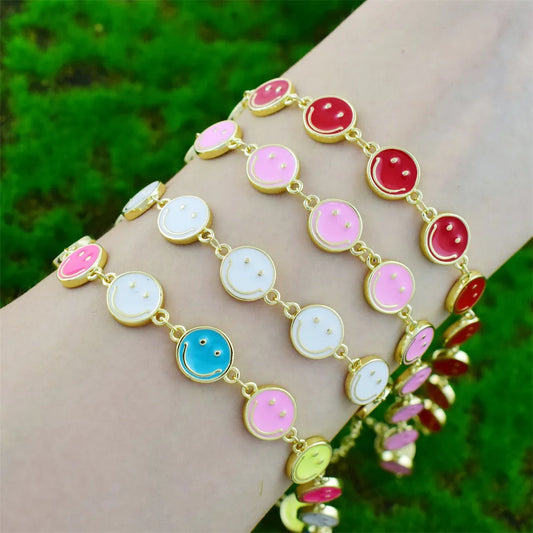 Copper Enamel Smile Face Bracelets