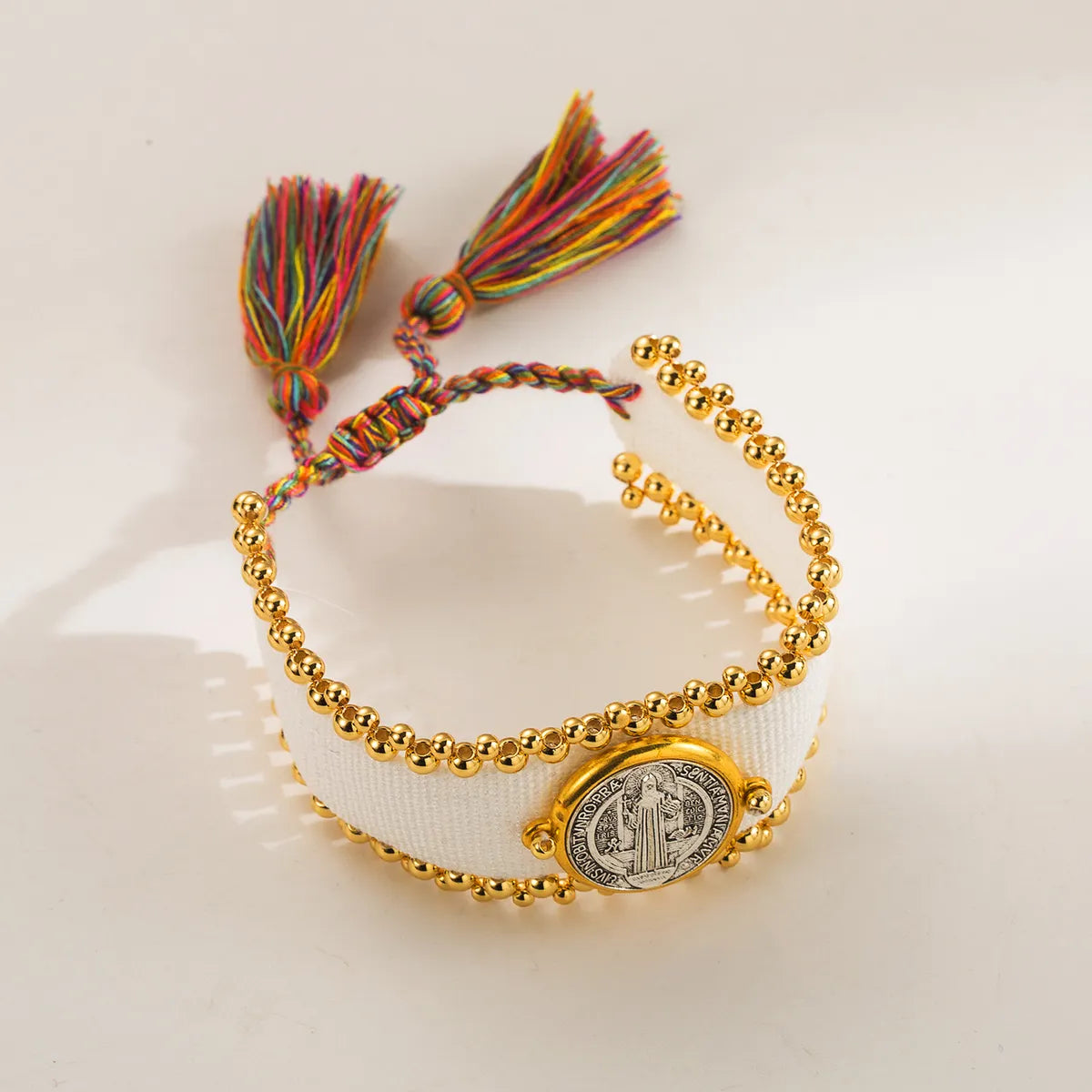 Copper Ethnic Style Braid Color Block Wristband