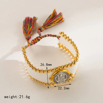 Copper Ethnic Style Braid Color Block Wristband