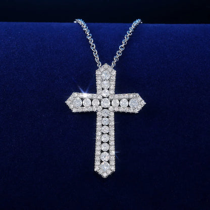 Copper Full Inlaid Zircon Fashion Cross Pendant Necklace Wholesale