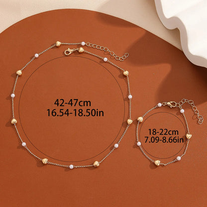 Copper Geometric Heart Shape Bracelets Necklace