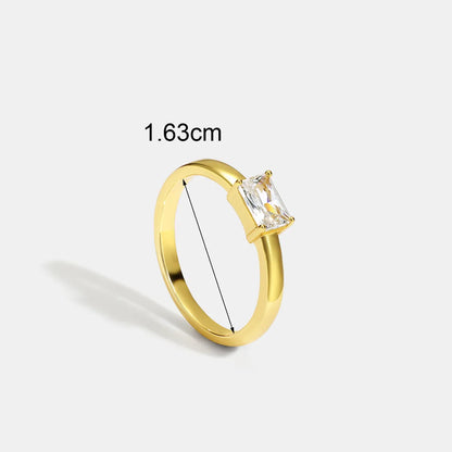 Copper Gold Plated Basic Modern Style Classic Style Inlay Geometric Round Zircon Rings