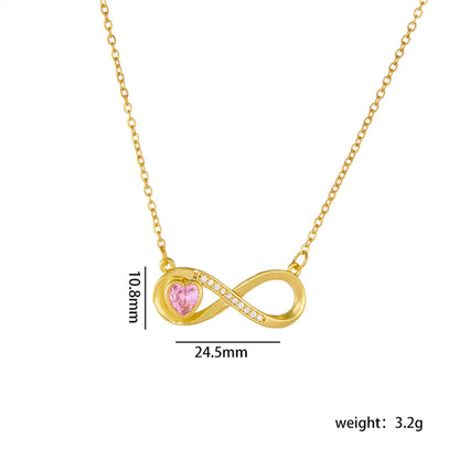 Copper Gold Plated Basic Modern Style Classic Style Plating Inlay Geometric Infinity Zircon Pendant Necklace