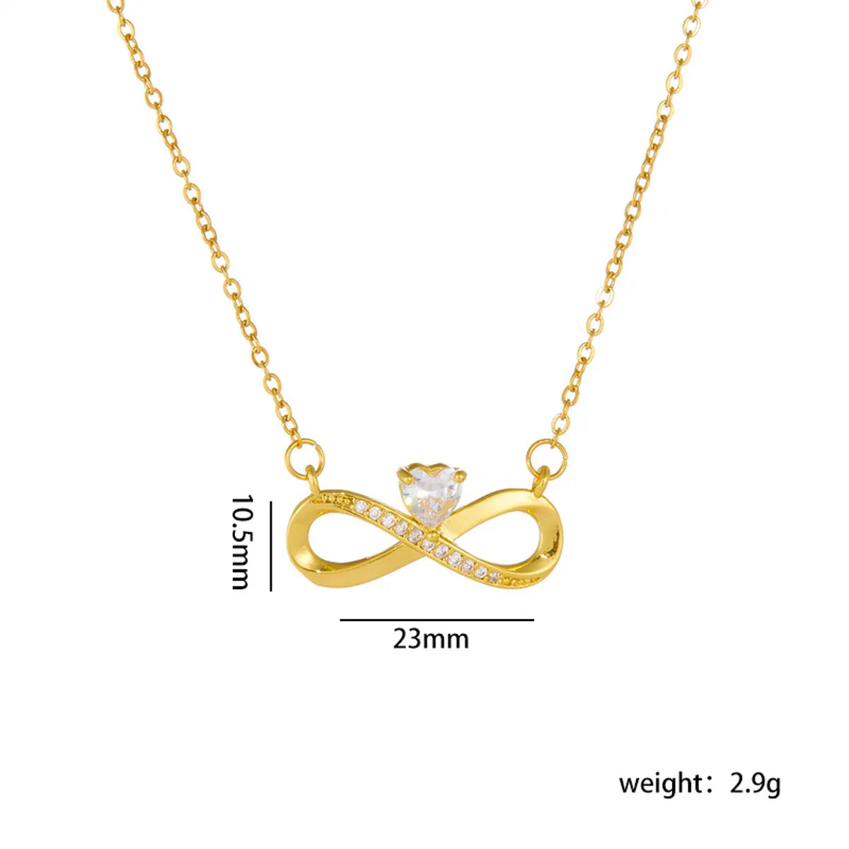 Copper Gold Plated Basic Modern Style Classic Style Plating Inlay Geometric Infinity Zircon Pendant Necklace