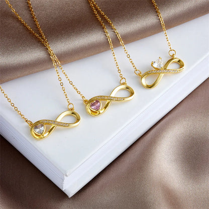 Copper Gold Plated Basic Modern Style Classic Style Plating Inlay Geometric Infinity Zircon Pendant Necklace