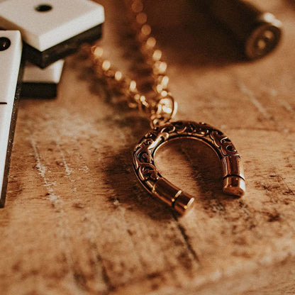 Copper Gold Plated Boots Horseshoe Pendant Necklace