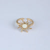 Copper Gold Plated Casual Simple Style Inlay Sun Artificial Opal Zircon Rings Earrings Necklace