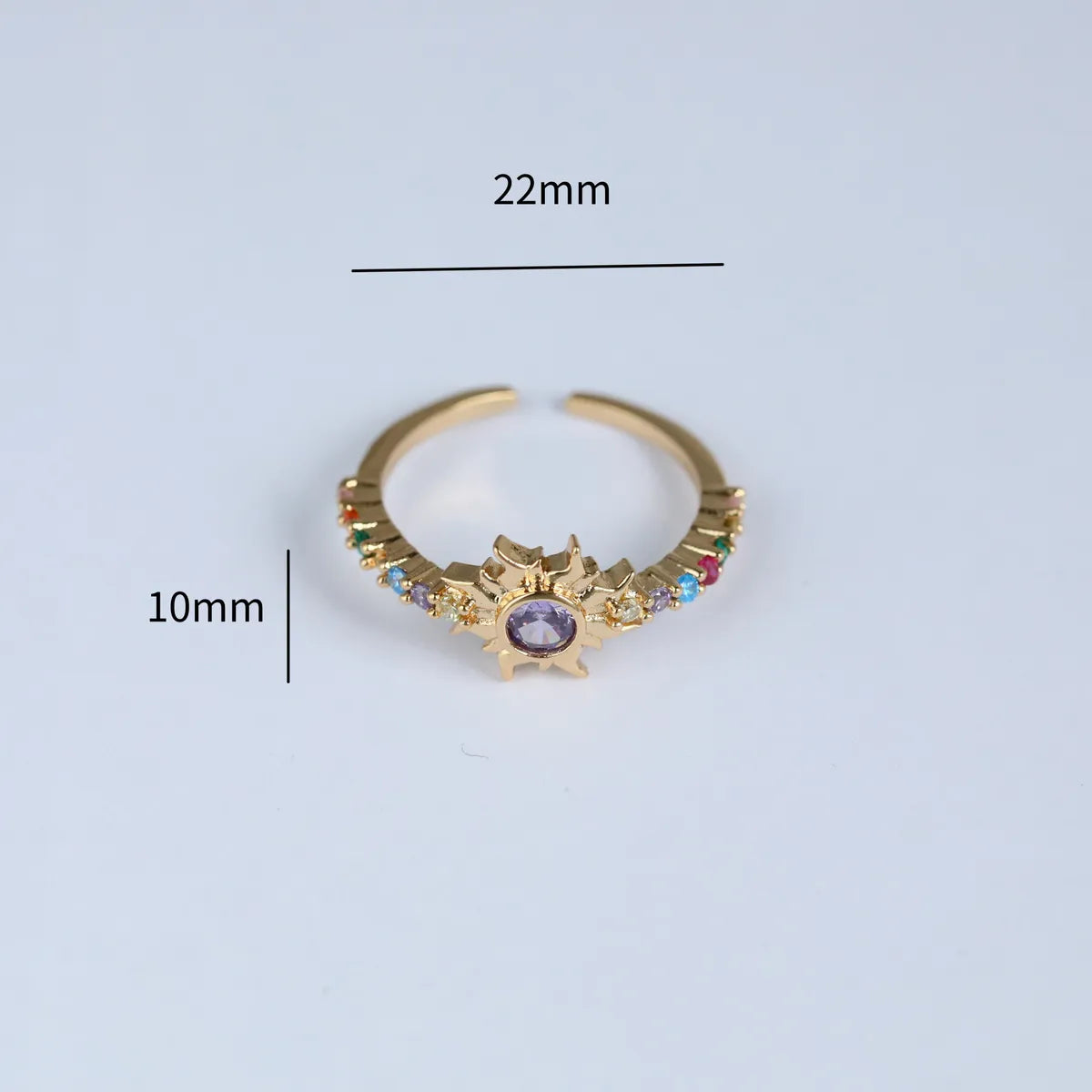 Copper Gold Plated Casual Simple Style Inlay Sun Artificial Opal Zircon Rings Earrings Necklace