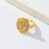 Copper Gold Plated Cute Sweet Plating Inlay Carving Asymmetrical Bear Heart Shape Zircon Adjustable Ring Open Rings