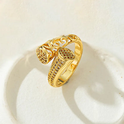 Copper Gold Plated Elegant Classical Inlay Heart Shape Zircon Open Rings