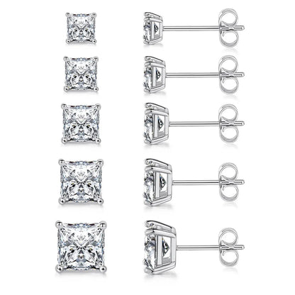 Copper Gold Plated Elegant French Style Square Inlay Zircon Ear Studs