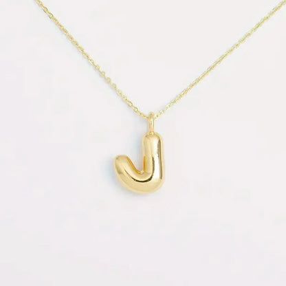 Copper Gold Plated Elegant Simple Style Plating Letter Solid Color Pendant Necklace