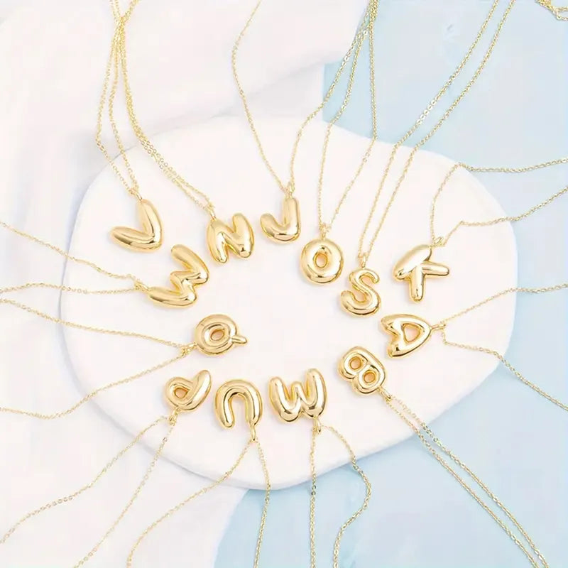 Copper Gold Plated Elegant Simple Style Plating Letter Solid Color Pendant Necklace