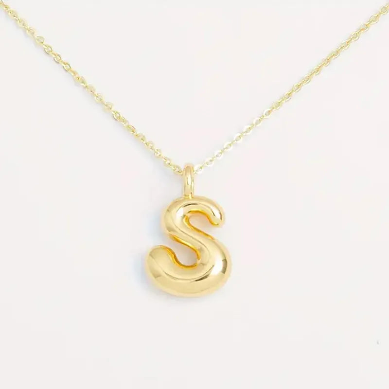 Copper Gold Plated Elegant Simple Style Plating Letter Solid Color Pendant Necklace