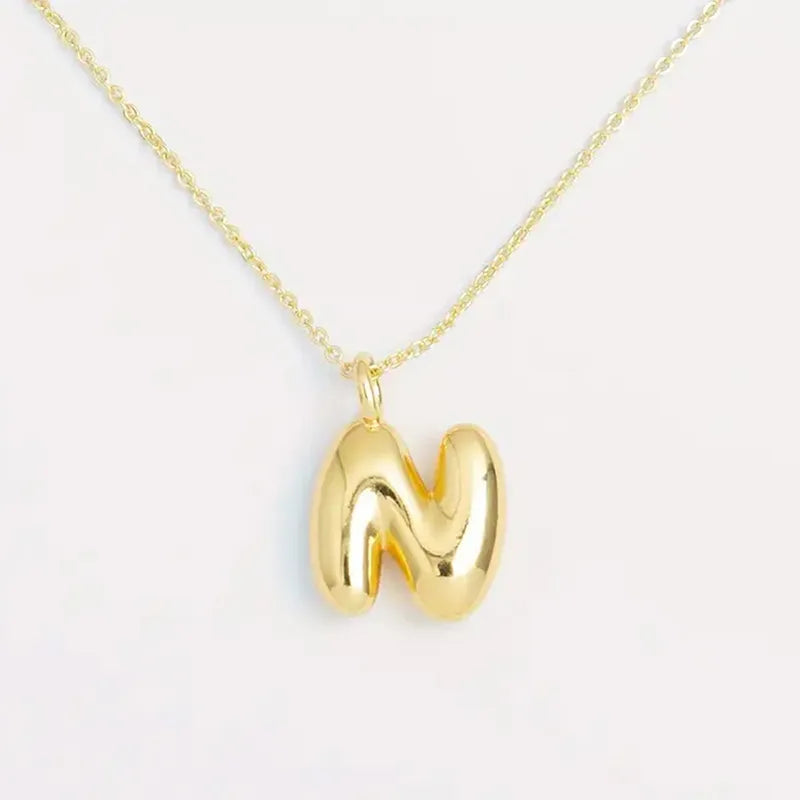 Copper Gold Plated Elegant Simple Style Plating Letter Solid Color Pendant Necklace