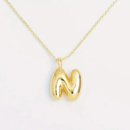 Copper Gold Plated Elegant Simple Style Plating Letter Solid Color Pendant Necklace