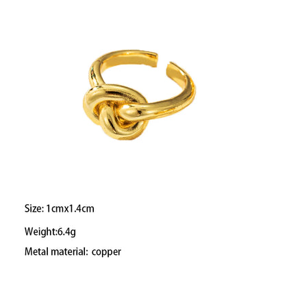 Copper Gold Plated Elegant Solid Color British Style Inlay Carving Round Zircon Open Rings