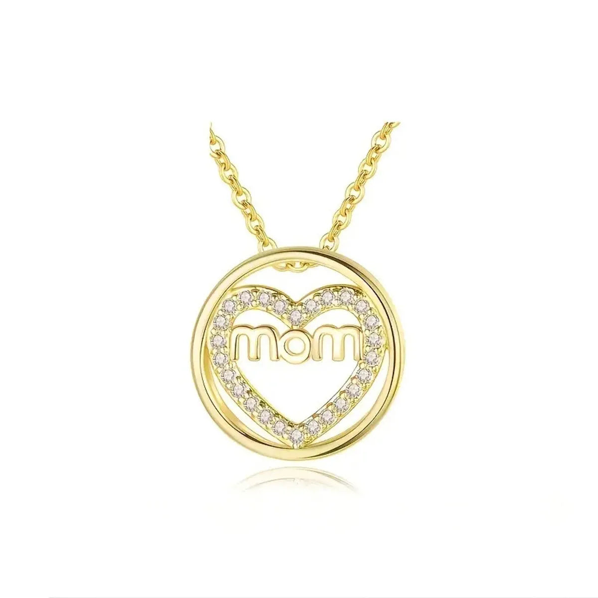 Copper Gold Plated Glam Shiny Plating Inlay Letter Heart Shape Zircon Pendant Necklace