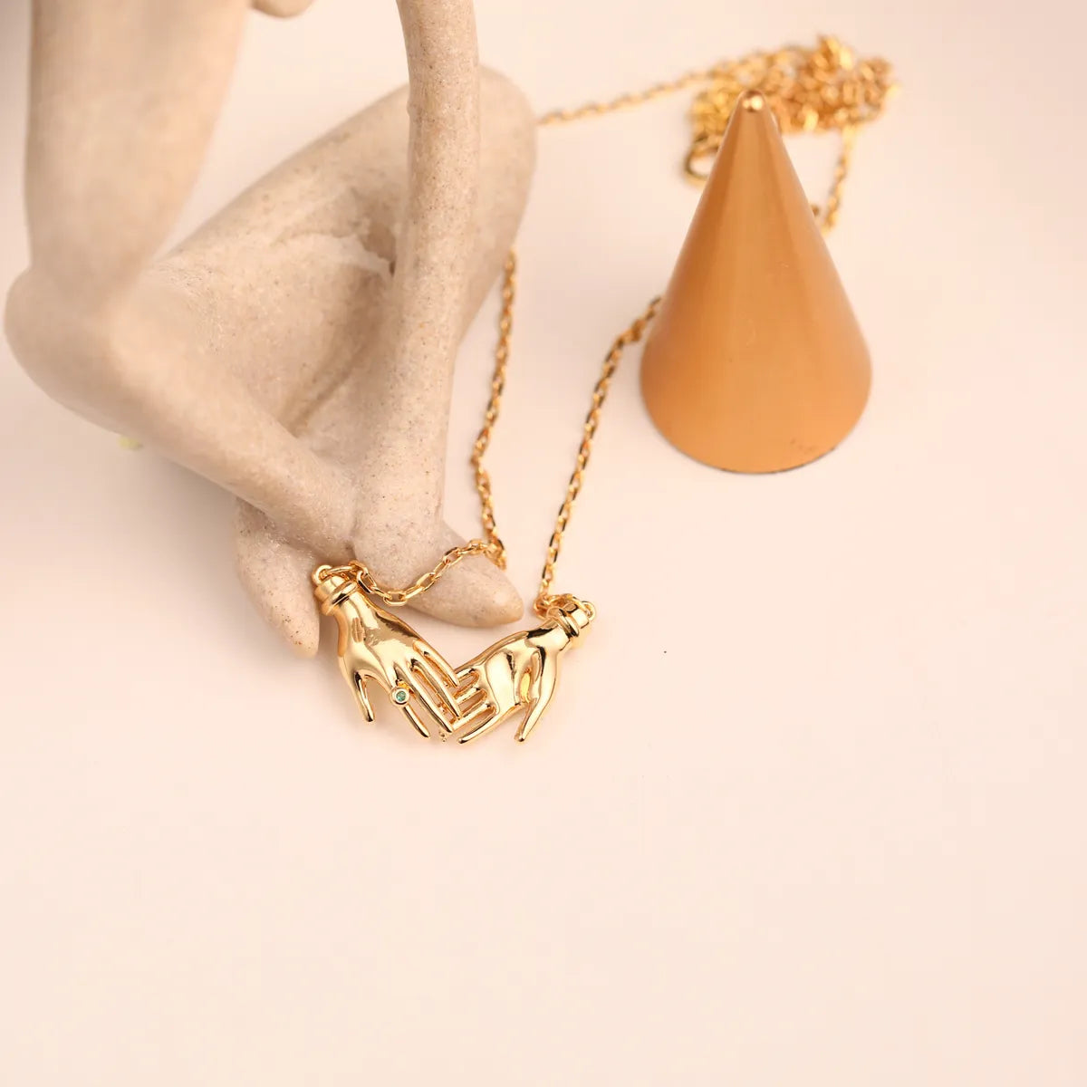 Copper Gold Plated Hand Pendant Necklace