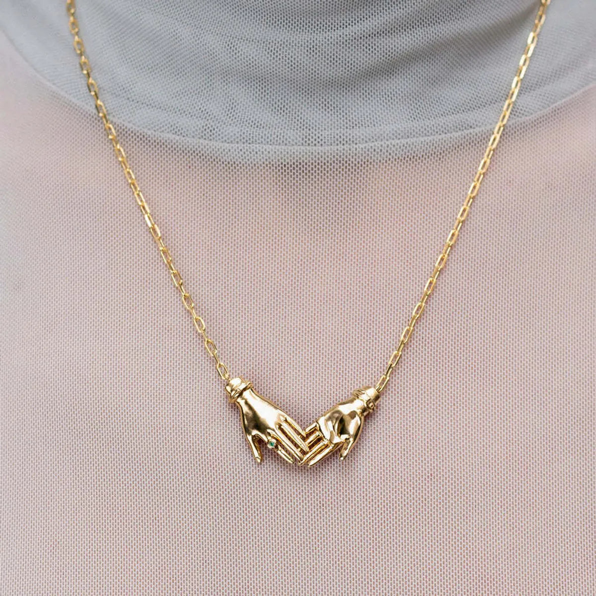 Copper Gold Plated Hand Pendant Necklace