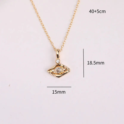 Copper Gold Plated Inlay Devil'S Eye Hand Zircon Pendant Necklace