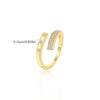 Copper Gold Plated Inlay Geometric Zircon Open Rings