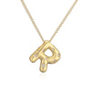 Copper Gold Plated Inlay Letter Zircon Pendant Necklace