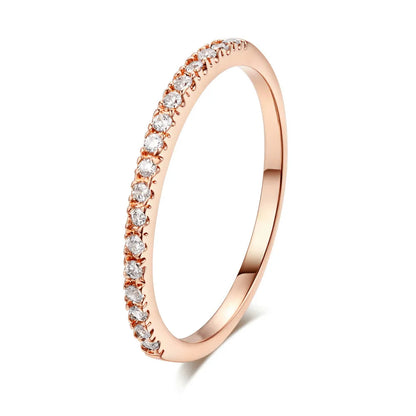 Copper Gold Plated Inlay Round Zircon Rings