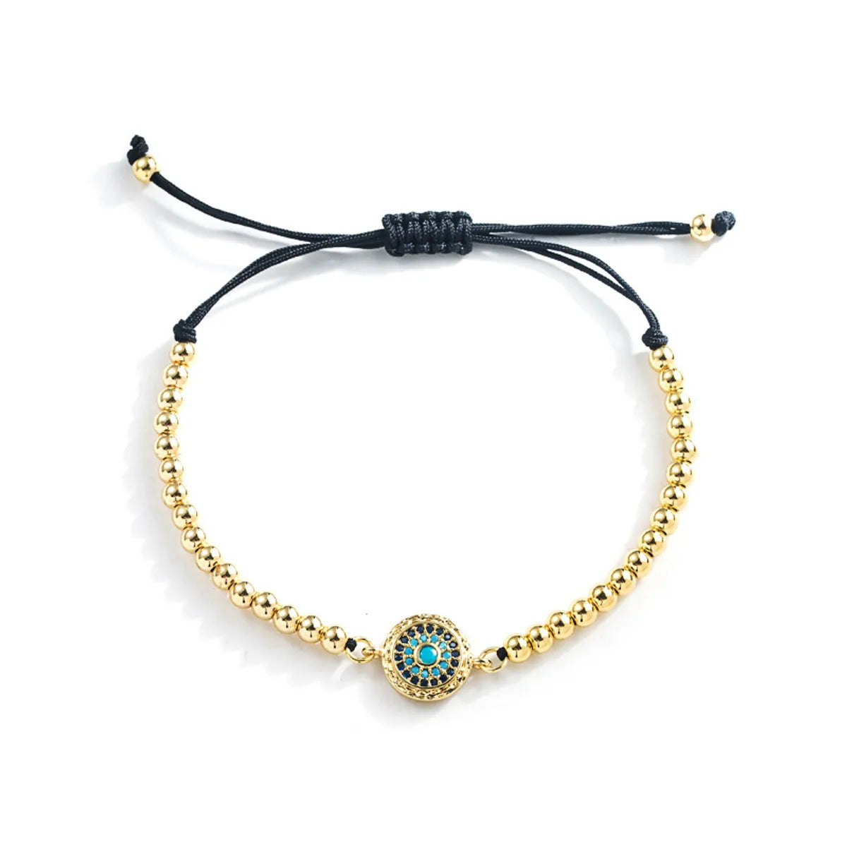 Copper Gold-plated Micro Inlaid Zircon Devil's Eye Adjustable Bracelet