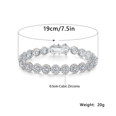 Copper Gold Plated Plating Inlay Flower Zircon Tennis Bracelet