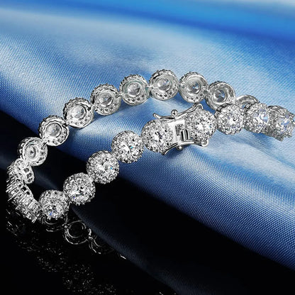 Copper Gold Plated Plating Inlay Flower Zircon Tennis Bracelet