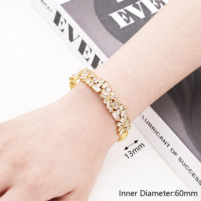 Copper Gold Plated Polishing Irregular Star Eye Zircon Bangle