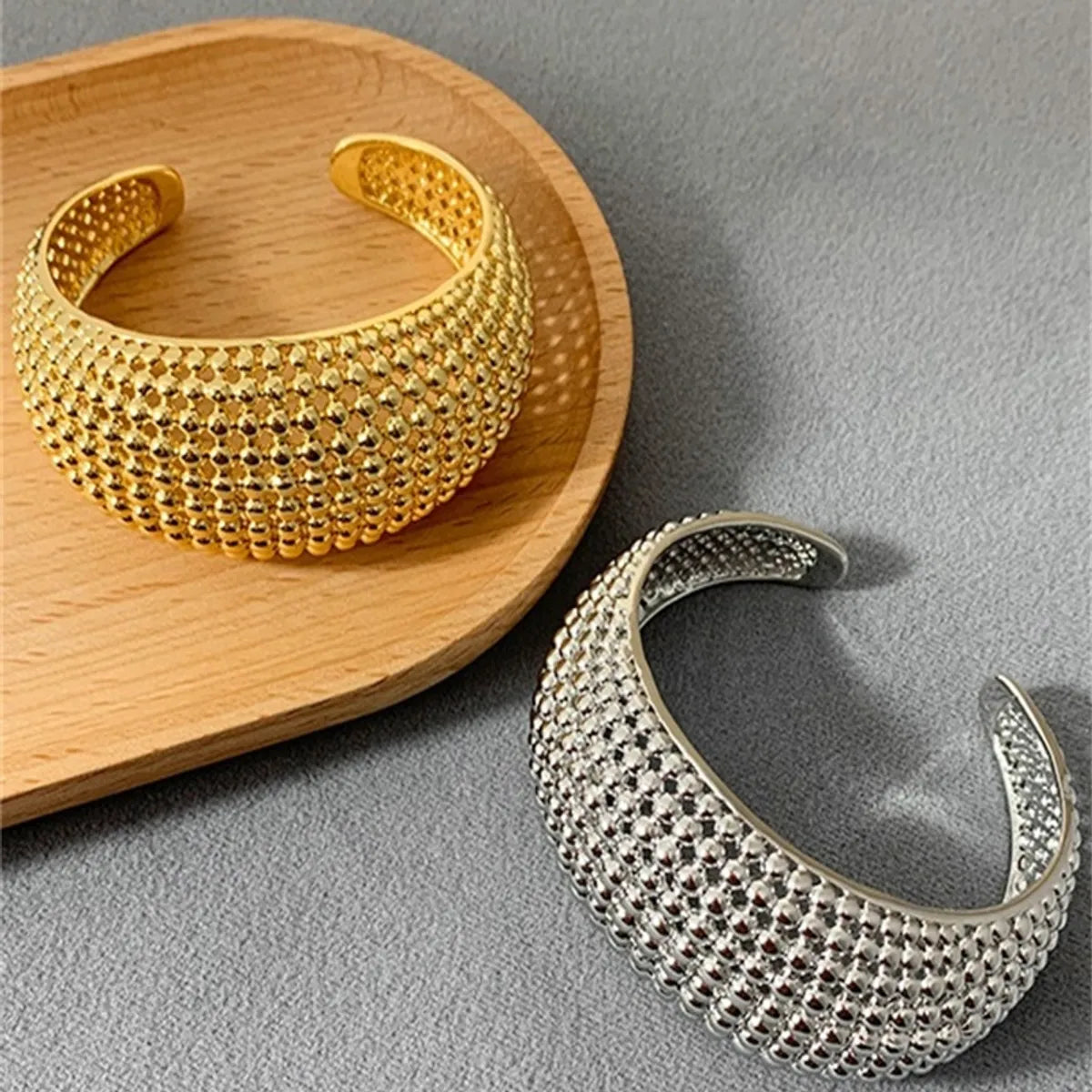 Copper Gold Plated Silver Plated Casual Vintage Style Commute Grid Plating Wristband Bangle