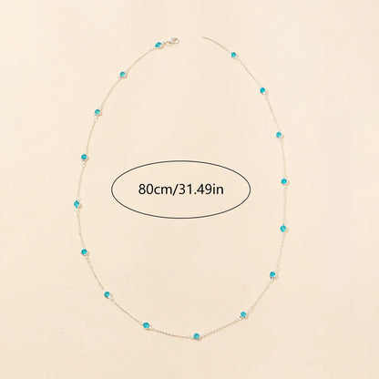 Copper Gold Plated Silver Plated Inlay Geometric Round Artificial Crystal Glass Long Necklace