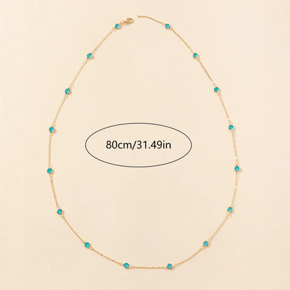 Copper Gold Plated Silver Plated Inlay Geometric Round Artificial Crystal Glass Long Necklace