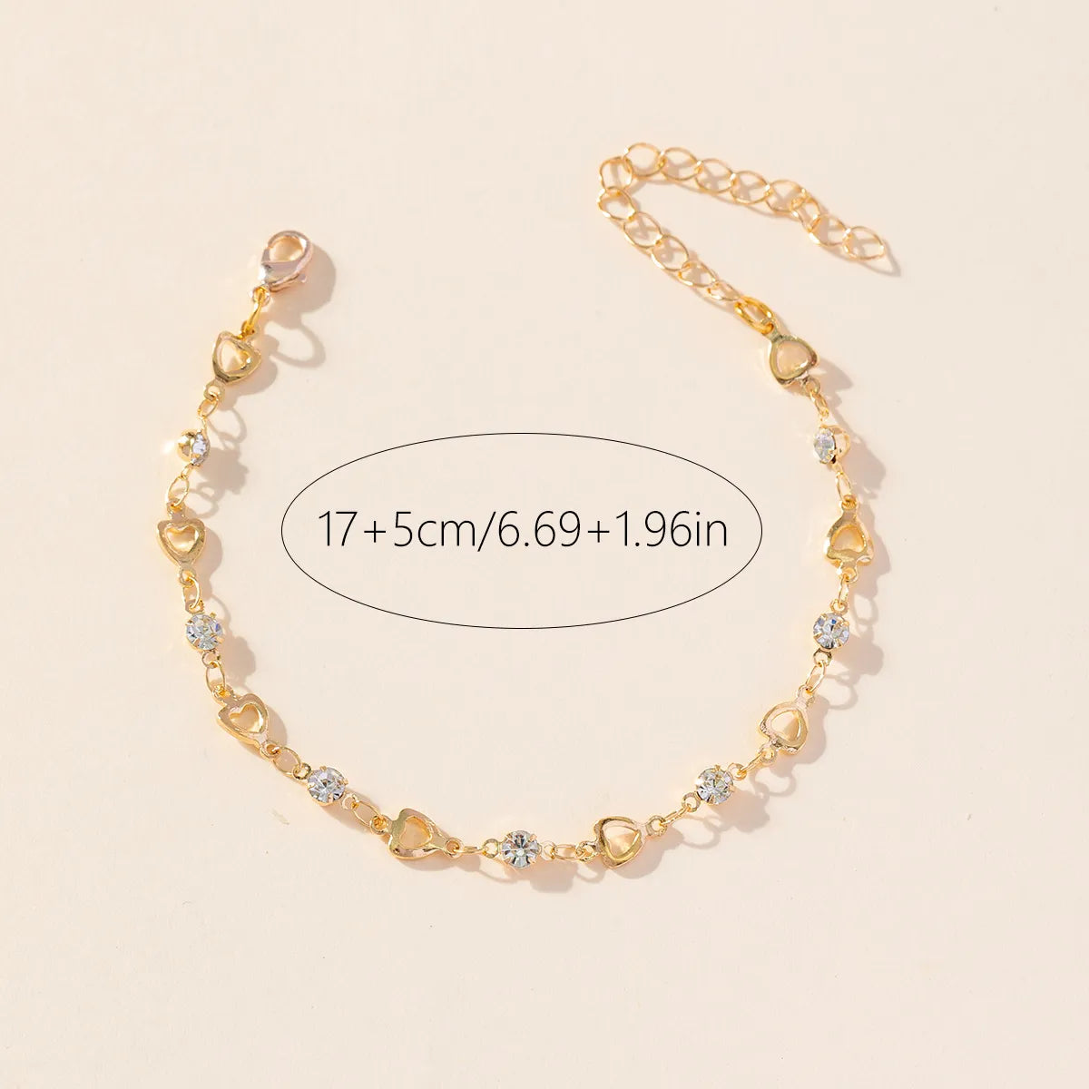 Copper Gold Plated Silver Plated Inlay Heart Shape Zircon Bracelets