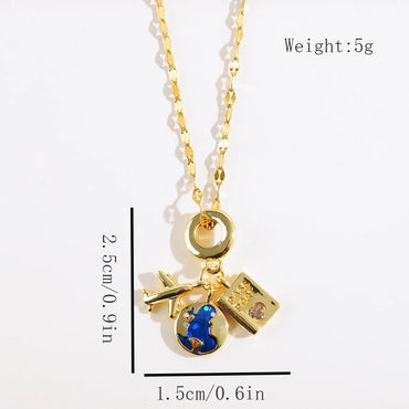 Copper Gold Plated Simple Style Classic Style Plating Inlay Color Block Rhinestones Pendant Necklace