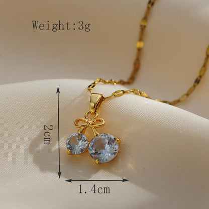 Copper Gold Plated Simple Style Classic Style Plating Inlay Solid Color Zircon Pendant Necklace