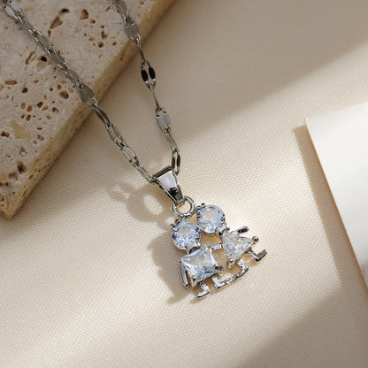 Copper Gold Plated Simple Style Classic Style Plating Inlay Solid Color Zircon Pendant Necklace