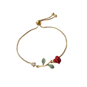 Copper Gold Plated Simple Style Flower Plating Bracelets