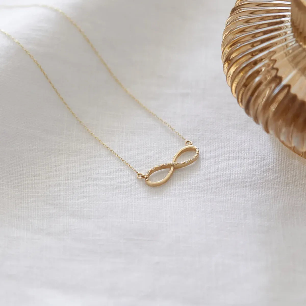 Copper Gold Plated Simple Style Infinity Pendant Necklace