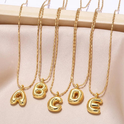 Copper Gold Plated Simple Style Letter Pendant Necklace