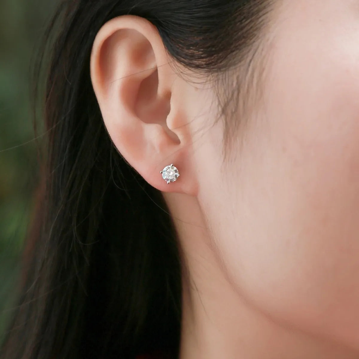 Copper Gold Plated Simple Style Round Inlay Zircon Ear Studs