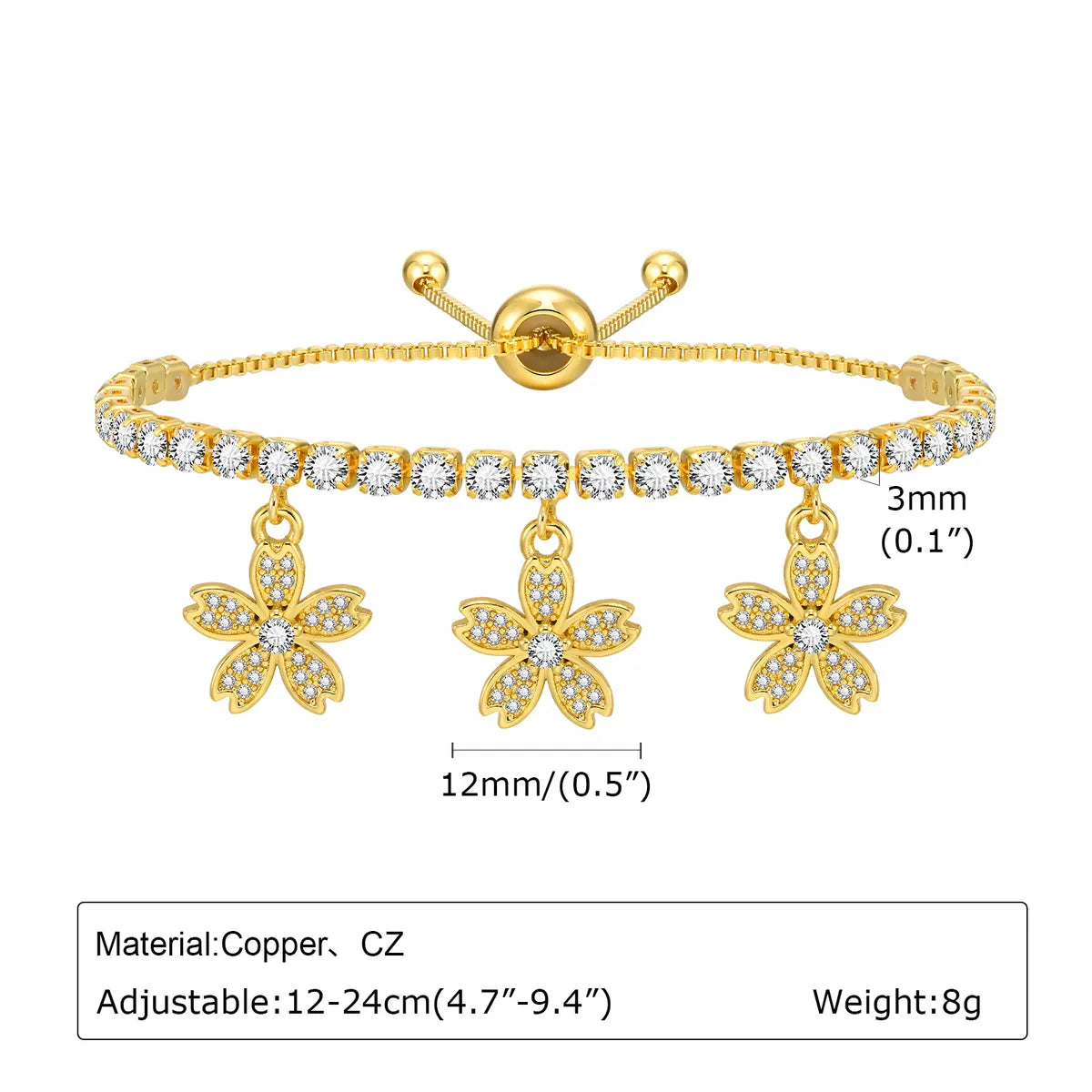 Copper Gold Plated Simple Style Shiny Inlay Cross Heart Shape Dragonfly Zircon Bracelets