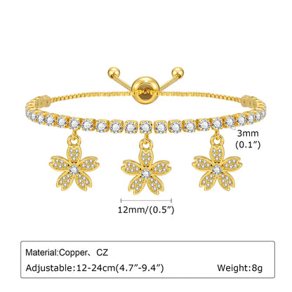 Copper Gold Plated Simple Style Shiny Inlay Cross Heart Shape Dragonfly Zircon Bracelets