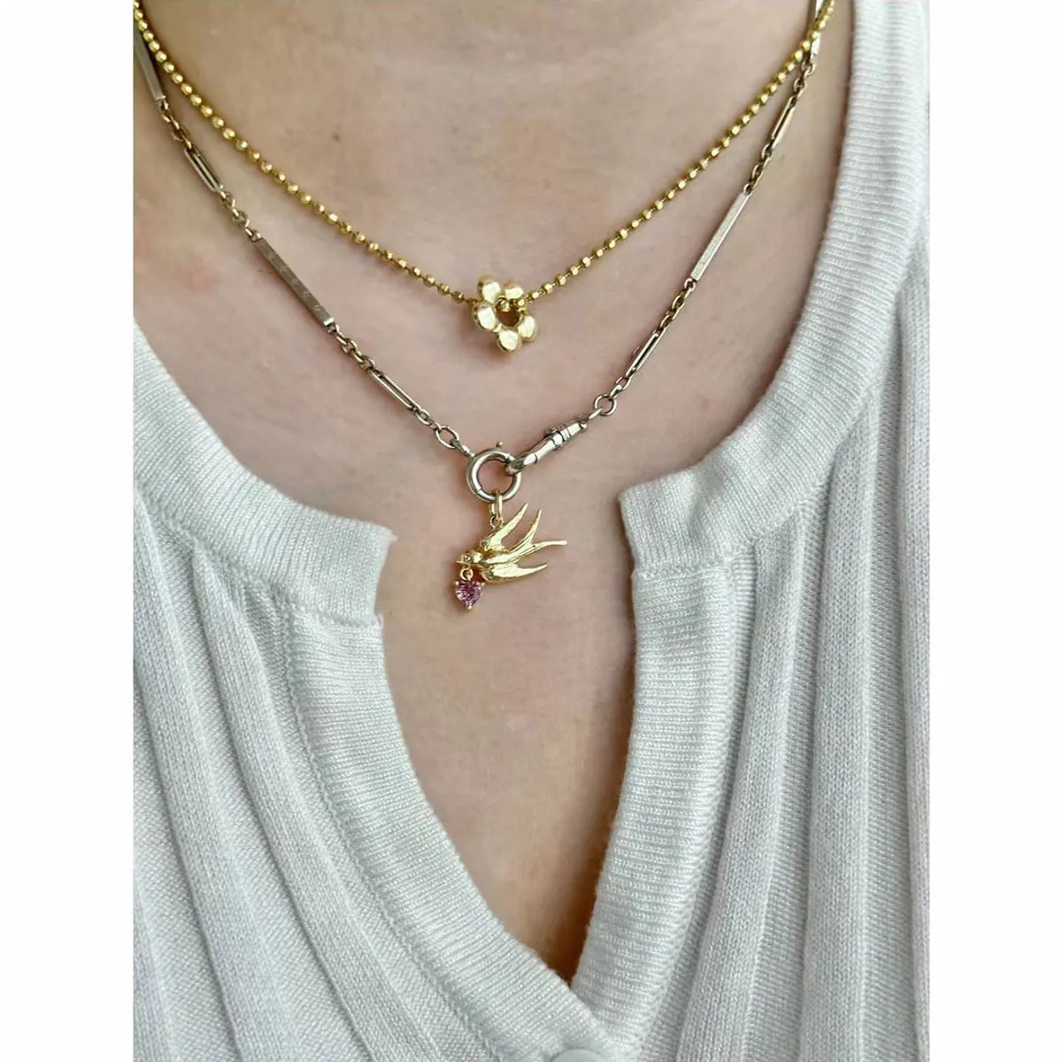 Copper IG Style Bird Pendant Necklace