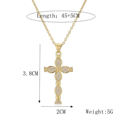 Copper IG Style Modern Style Inlay Cross Zircon Pendant Necklace