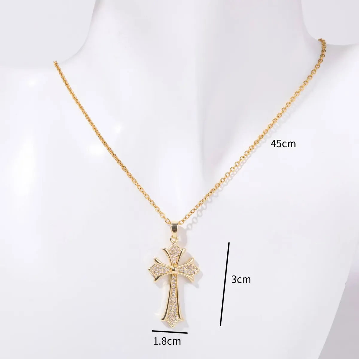 Copper IG Style Simple Style Cross Plating Inlay Rhinestones Pendant Necklace