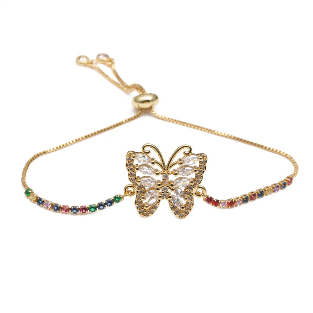 Copper IG Style Simple Style Enamel Inlay Butterfly Zircon Bracelets