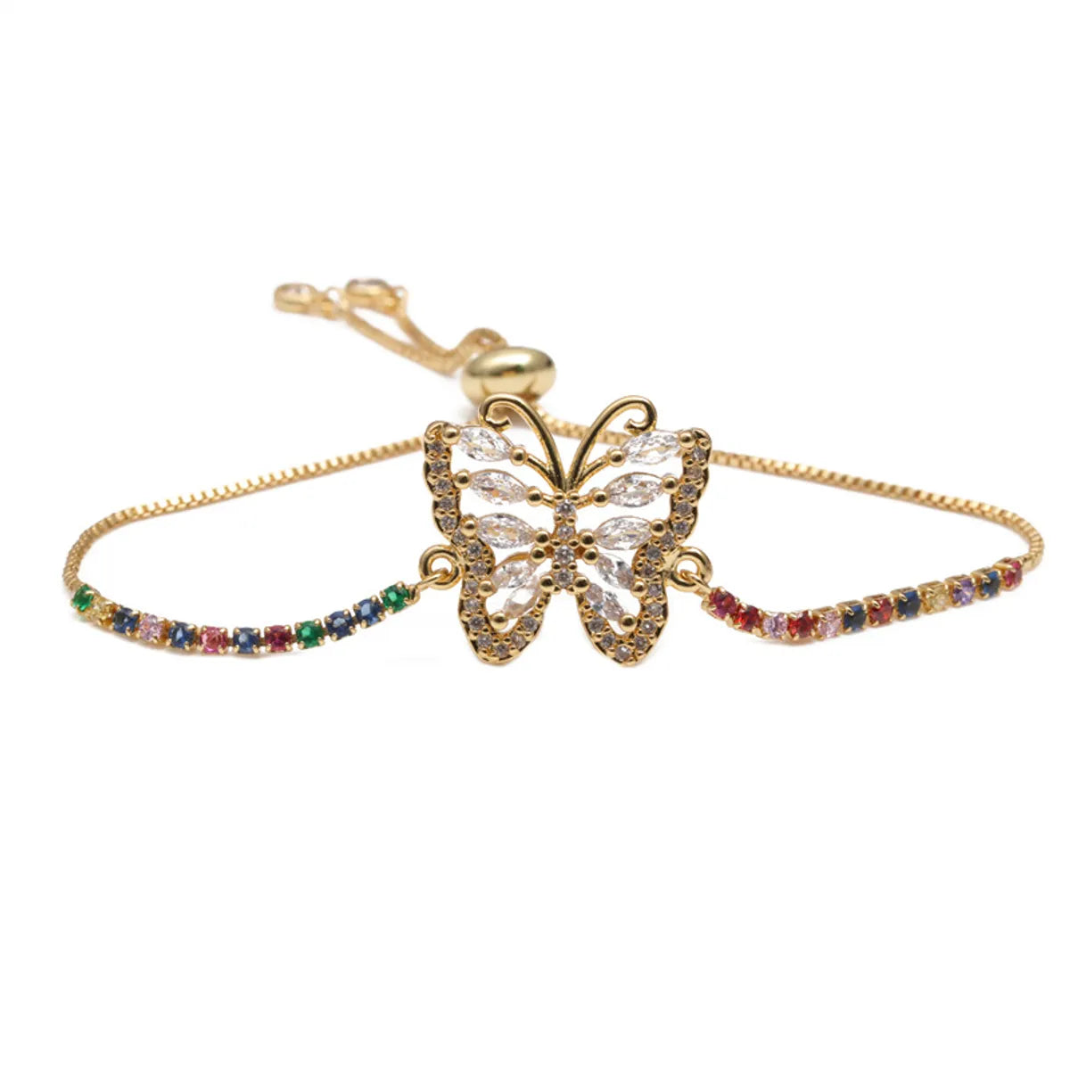 Copper IG Style Simple Style Enamel Inlay Butterfly Zircon Bracelets